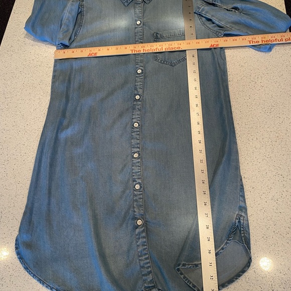 Denim Chambray Shirt Dress Tunic Kimono - Picture 11 of 13